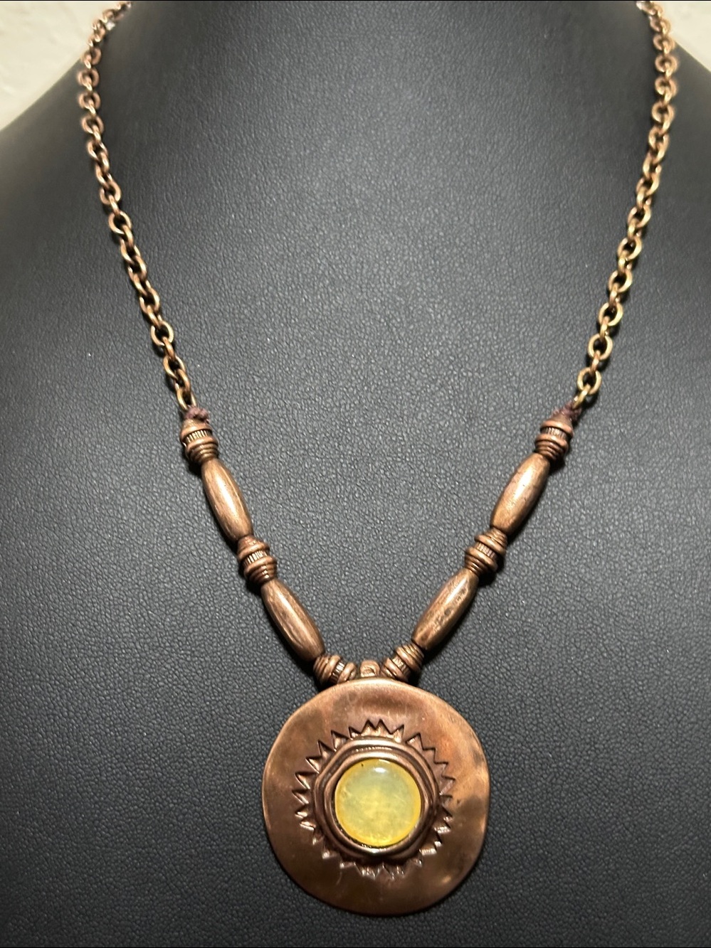Grace Adele Riviera Sky Sahara Yellow Medallion Vintage Necklace